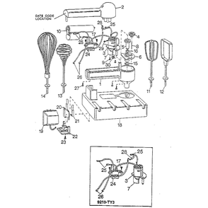 Replacement Parts Diagram and Parts List for 9210-TY3  Black and Decker Mixer